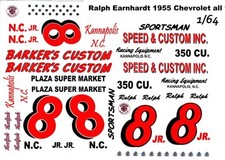  8 Ralph Earnhardt Barker's Custom 1955 Chevrolet 1/64th HO Scale Slot Car Decal