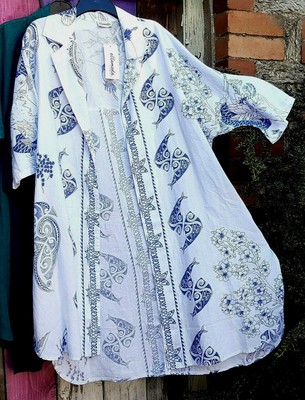 ELLA MODA LONG WHITE LINEN EDGE 