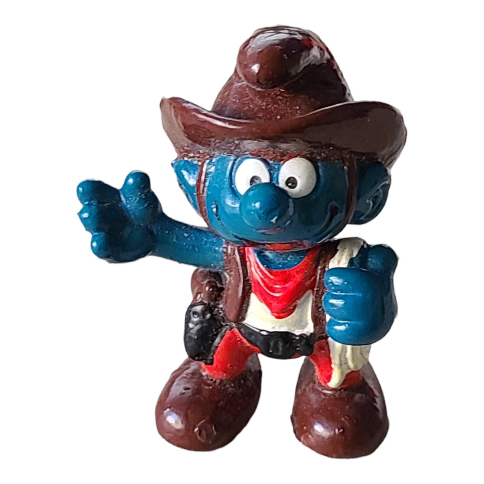 Vintage Smurf Cowboy Hat Western Figure 1981 PVC 2" Toy Figure Peyo