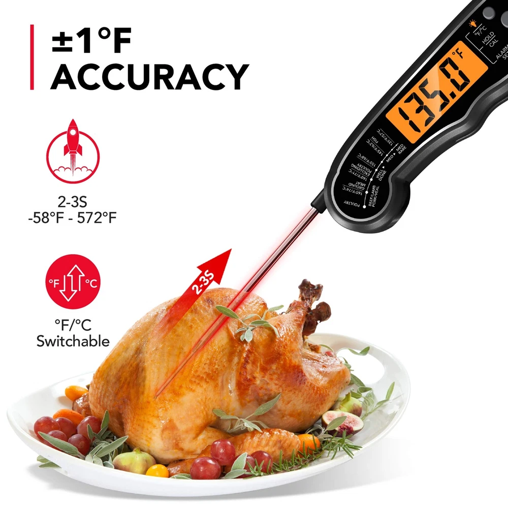 Meat Thermometer, Instant Read Food Thermometer for Cooking, Digital Food The...