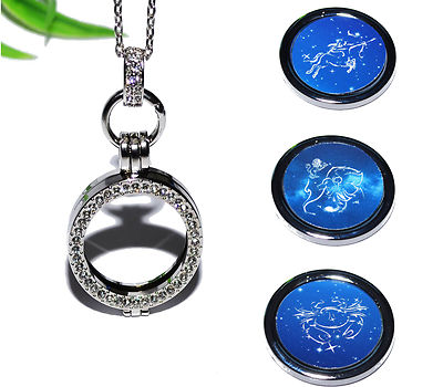 AUSWAHL STERNZEICHEN COIN MEDAILLON Kette Anhänger silber Halter Münze Horoskop