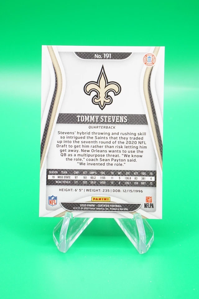 2020 Certified Rookies SP /399 #191 Tommy Stevens DB8 - Image 2 of 2