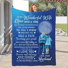 To My Wonderful Wife Velveteen Plush Blanket Birthday Gift For Wife from Husband