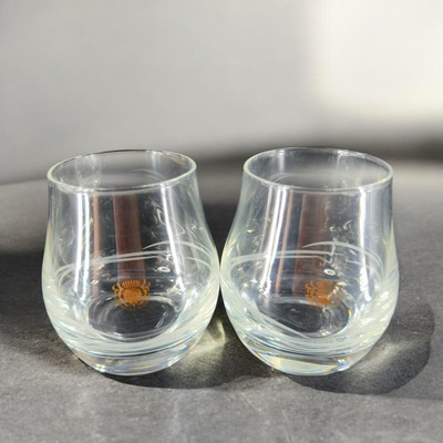 George & J G Smith Glenlivet Whiskey Glass Etched Swirl Gold Stamp Tulip Set 2