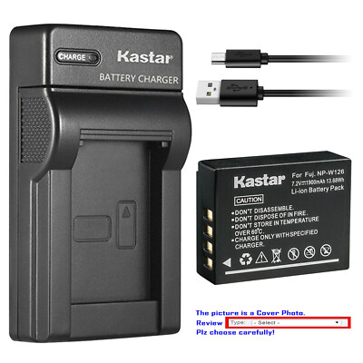 Kastar Battery Slim USB Charger for Fujifilm NP-W126 BC-W126 & Fujifilm X-M1