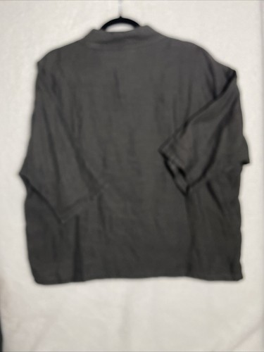 Cynthia Ashby Button Up Top -XS- Black Linen - Picture 8 of 12
