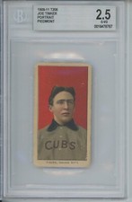 1909-11 T206 Baseball JOE TINKER Portrait Piedmont 150 Subjects BVG 2.5 Tobacco