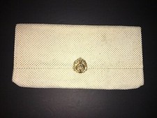 White Mesh Glowmesh Oroton Clutch Purse Handbag Formal Gold Rhinestones Vintage