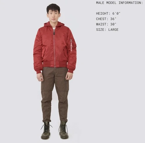 Alpha Industries Men’s MA-1 Natus Insulated Jacket Red Olive Lining Size 2XL image 11