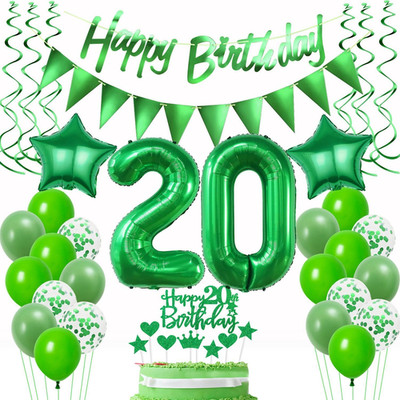 Luftballons 20. Geburtstag Mann Frauen Grün, Geburtstagsdeko 20 Jahre Mann, Ball