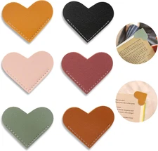 Leather Heart Bookmark,6 Pcs Corner Page Marks for Women,Kids, Book Accessories