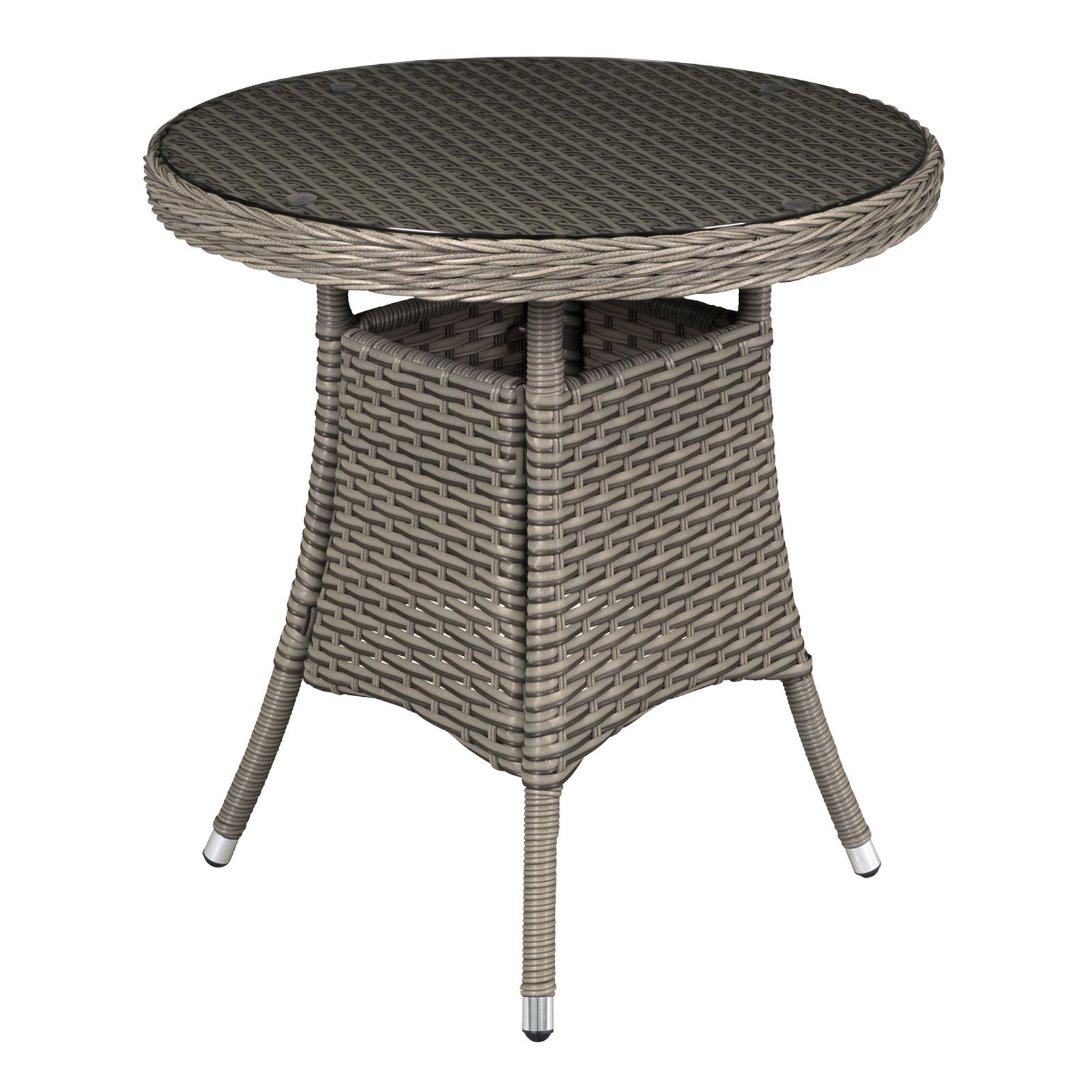 Dellonda Chester Rattan Wicker Outdoor Bistro Table Tempered Glass Brown - DG65