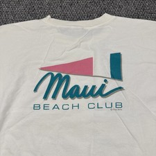 Vintage 80s Crazy Shirts T Shirt Small White Maui Beach Club Hawaii Graphic L/S