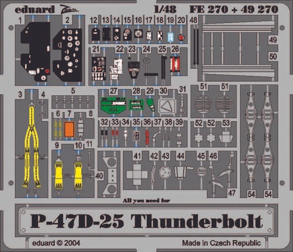 Eduard Accessories Fe270 - 1:48 P-47D-25 Thunderbolt - ÄTzsatz - Neu-image