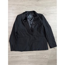 Mango Black Satin-Lapel Single-Button Blazer