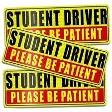 Student Driver Magnet for Car - Be Patient Student Yellow-studentdriver-3pcs