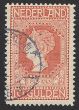 Postally Used 1913 Netherlands  Queen Wilhelmina 10G Postage Stamp, Scott #101