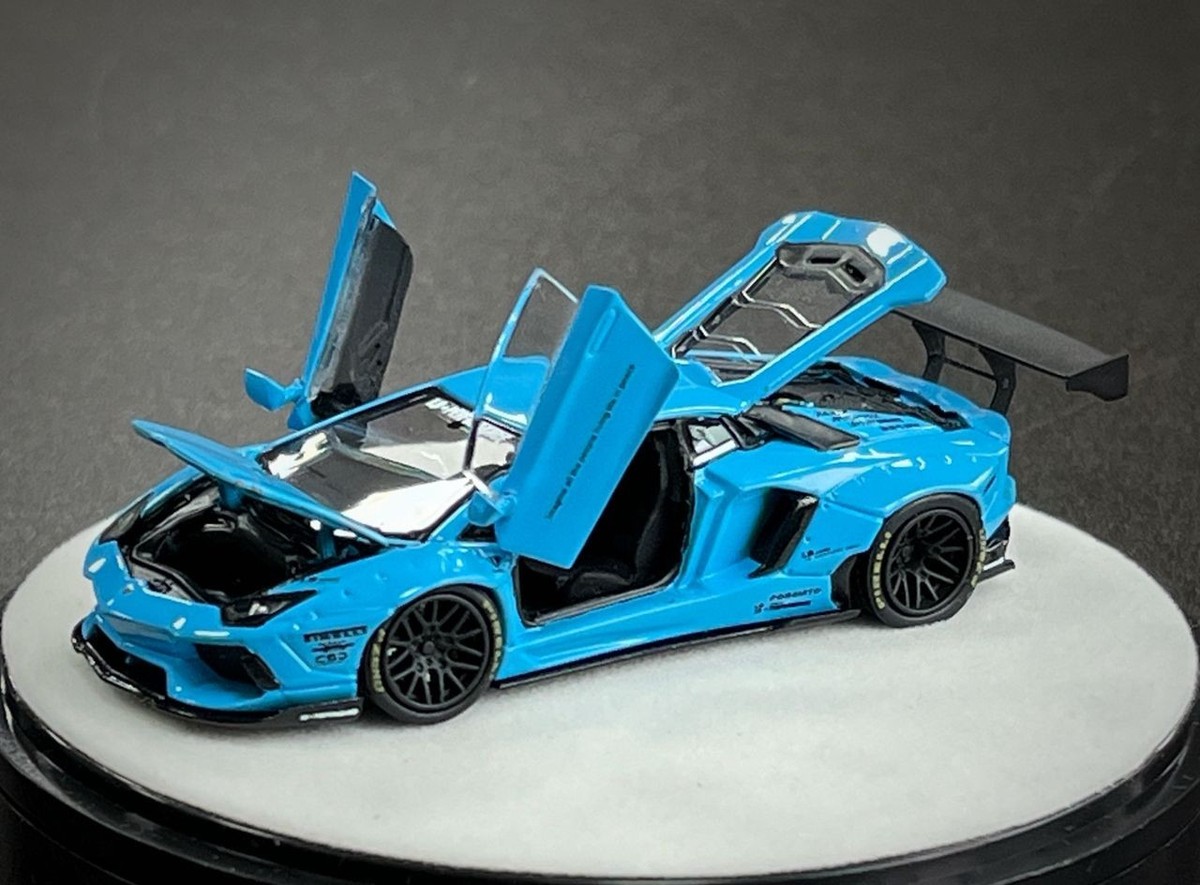 LAMBORGHINI AVENTADOR LBWK BB BLUE FULLY OPENING 1/64 DIECAST CAR