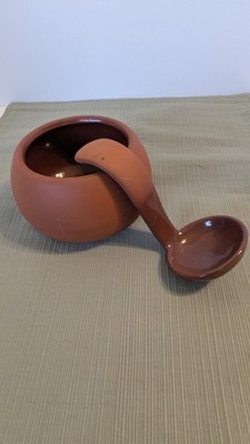 Bret Bortner Designs Terra Cotta Pottery Sauce Bowl & Ladle