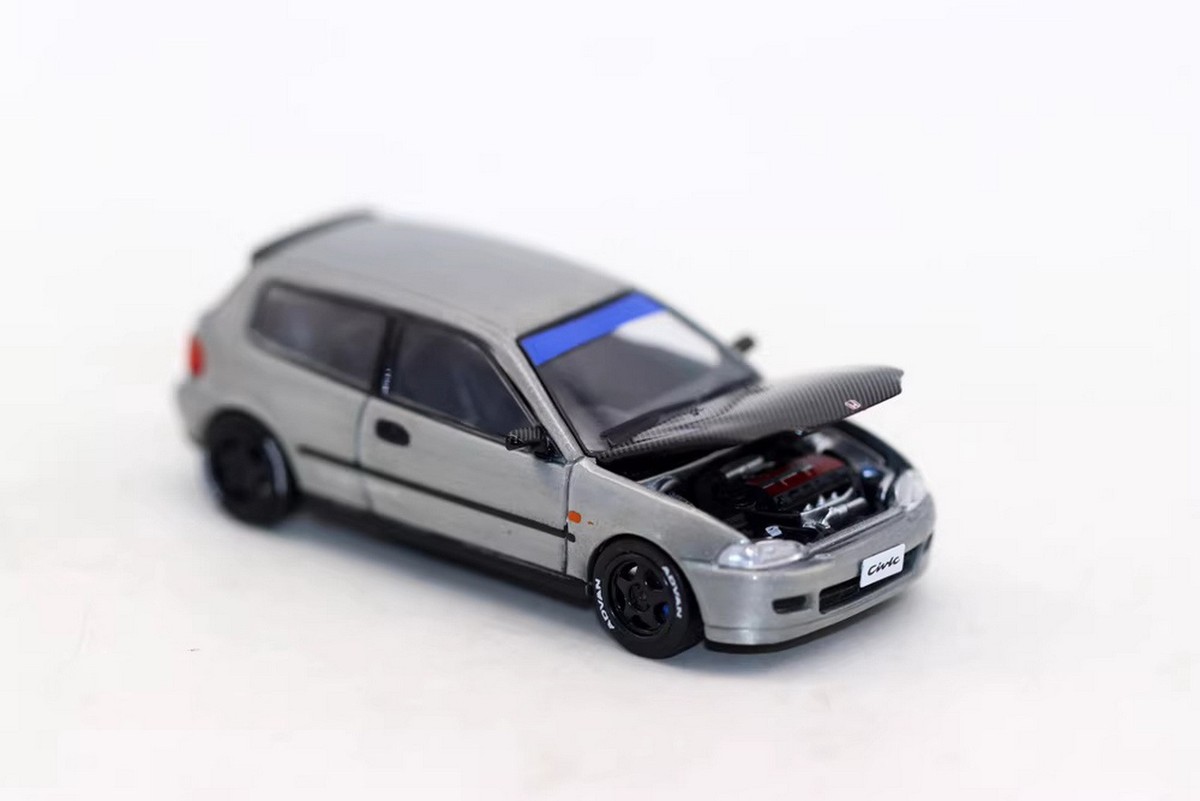 BMC 1/64 Scale Honda Civic EG6 Silver/Black Diecast Car Model Toy