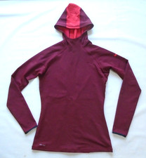 Women's Medium Nike Pro Hoodie Dri Fit Heather Red L/S Hooded Pullover Top