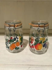 2 Vtg Le Parfait Super 35oz Glass Fruit Preserving Jar Made France Wire Bail Lid