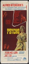 PSYCHO Original LINEN BACKED Daybill Movie Poster Alfred Hitchcock