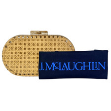 J. MCLAUGHLIN Beige Perspex Raffia Box Clutch Bag One Size