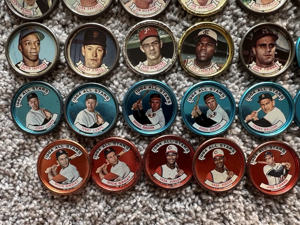 1964 Topps Coin Starter Set Lot 70 Different Coins w/ Many Stars & Bonus stars - Image 4 of 4