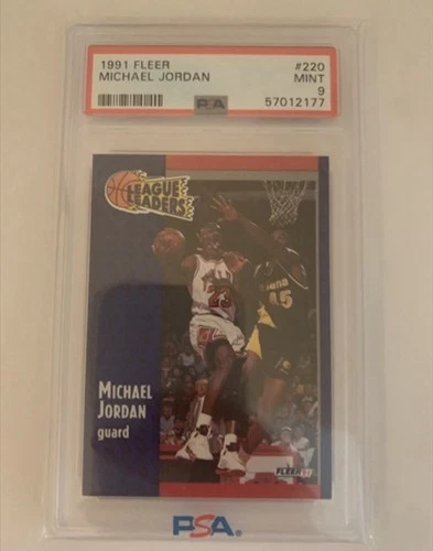 1991 Fleer Michael Jordan # 220 League Lead PSA Grade Of 9 MINT Basketball Card