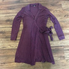 Tommy Hilfiger Blue and Red Wrap Dress Long Sleeve Sz 8 FLAWED