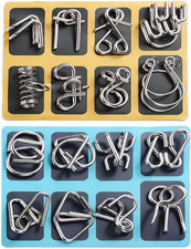 16 PCS Type A B Different Brain Teaser Metal Wire Puzzles IQ Challenge Magic Tri