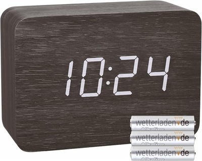 TFA Dostmann Design Funk-Wecker in Holz-Optik Clocco, 60.2549, Kunststoff, L
