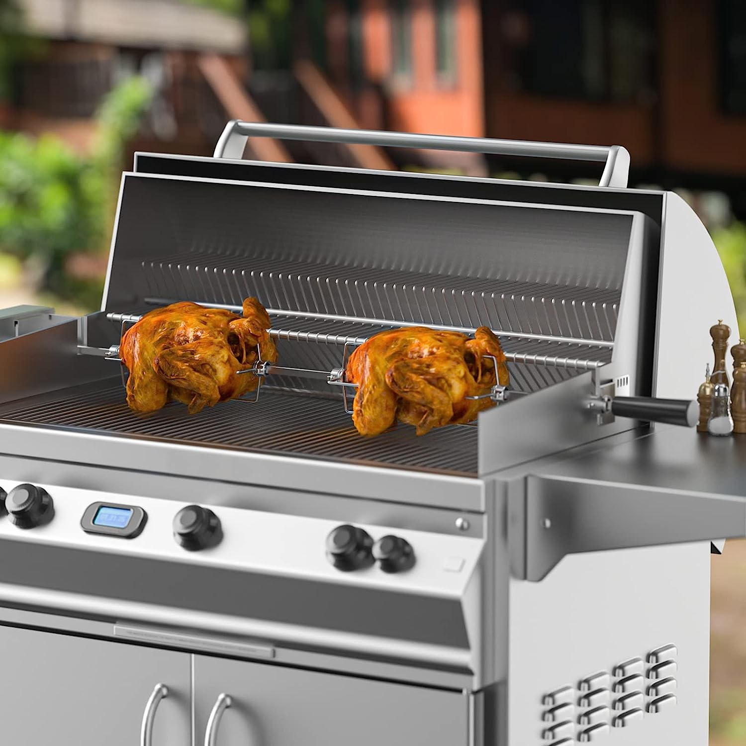 Electric Rotisserie Kit w/Motor Pork 4W Detachable Spit Rod Camping BBQ Grill