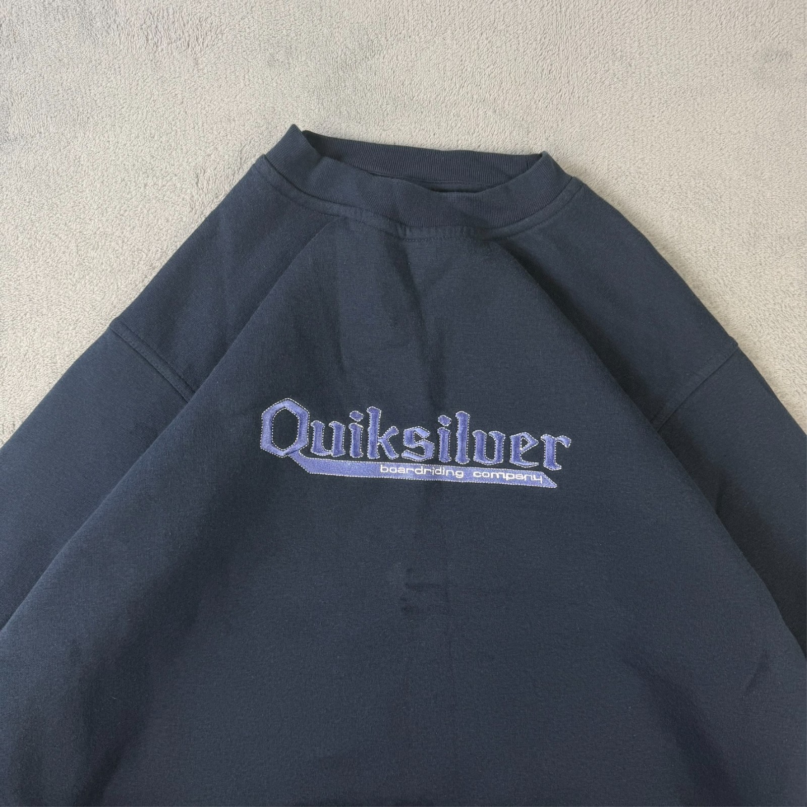 Vintage Quiksilver 2000's Y2K Surf Navy Blue Spellout Size Large Sweatshirt image 4