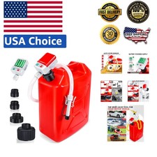 Portable Fuel Transfer Pump with 4 Tank Adapters - Safe 3.2GPM Auto-Stop Design