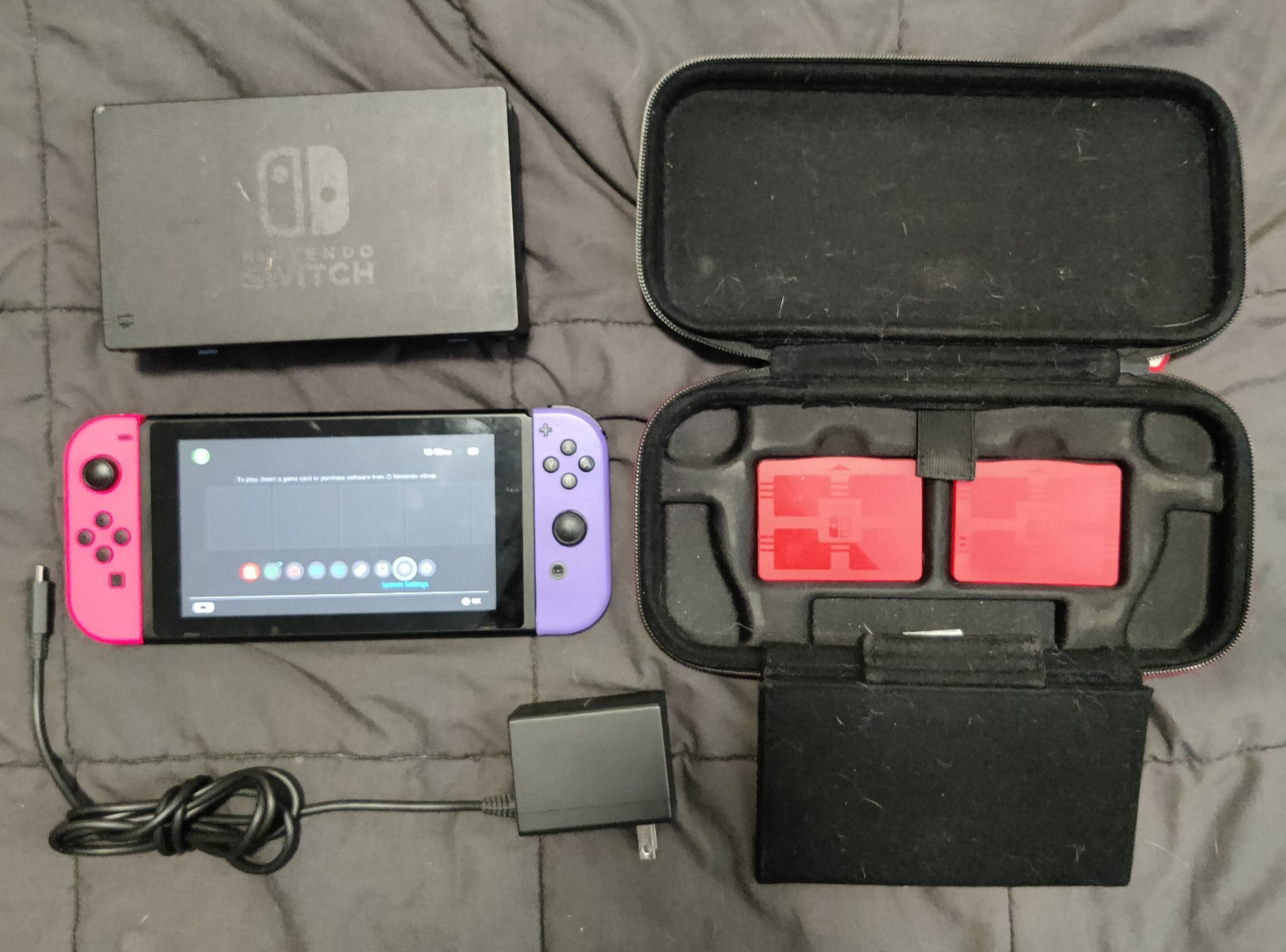 Nintendo Switch Console HAC-001 w/ OEM Joy Con, Dock, AC Adapter, and Case