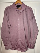 LAUREN RALPH LAUREN Men's Formal Shirt 16.5 42 Purple Fitted Non Iron A201