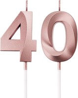 Kuchen Kerzen Ziffer Topper Dekoration RoséGold 40. Geburtstag Feier 0,05 Kg
