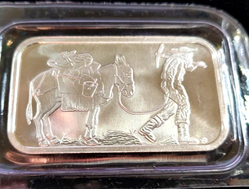 1oz 0.999 Prospector & Donkey Silver Bullion Bar by SILVERTOWNE Get One Today!