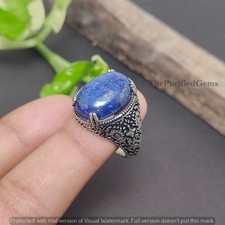 Handmade Lapis Lazuli Gemstone 925 Sterling Silver Plated Ring Minimal Jewelry