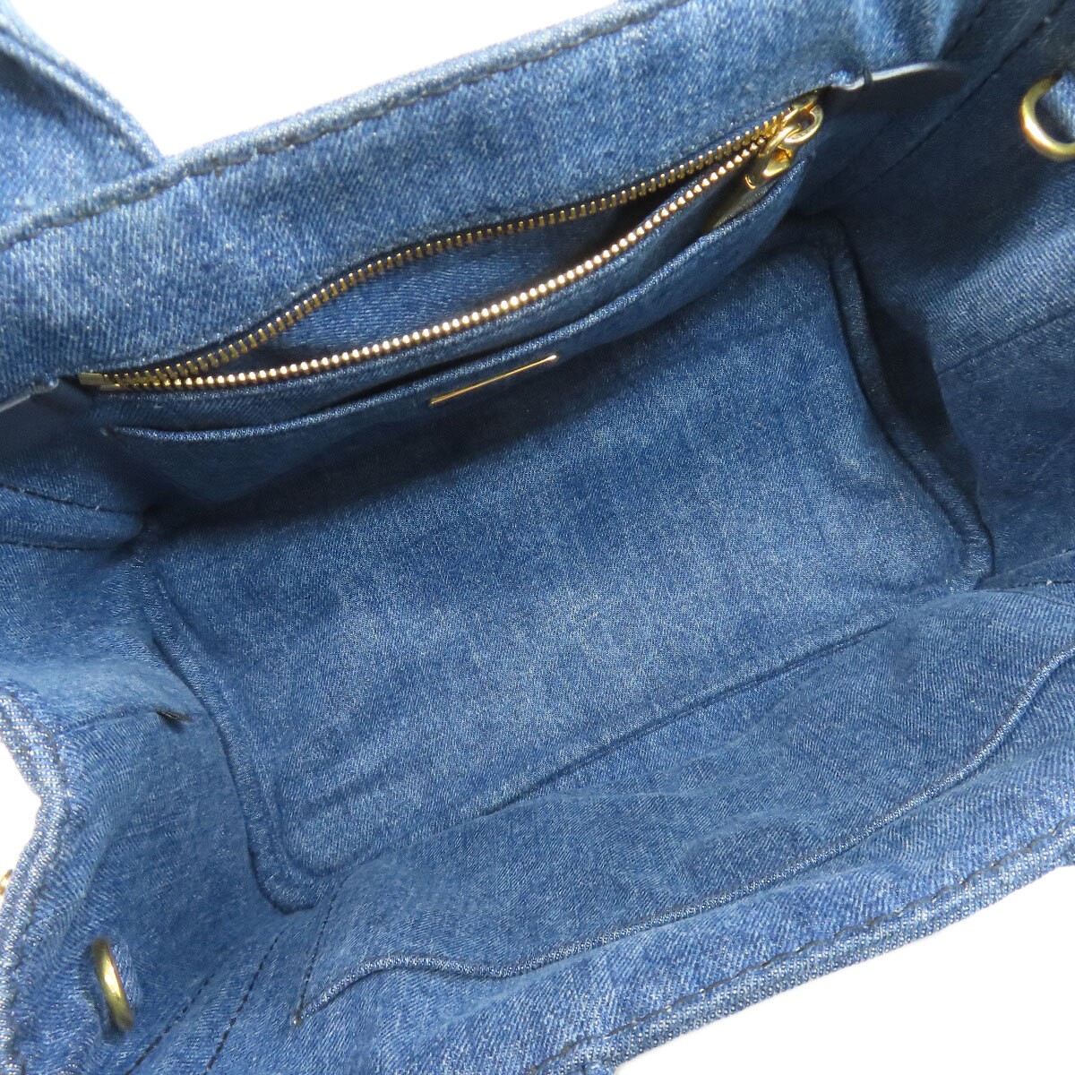 PRADA 1BG439 Canapa Mini 2WAY Tote Bag Denim Ladies Used from japan thumbnail 5