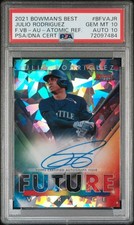 Julio Rodriguez 2021 Bowman’s Best Future Vibrance Auto RC Atomic /25 PSA 10 GEM