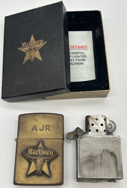 MTB- Vintage 1991 Marlboro Zippo Lighter In Box, SPARKS. Engraved AJR