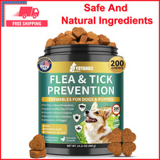 Flea  Tick Prevention For Dog Chewable, 200 Soft Treats Natural Dog, Coat Care