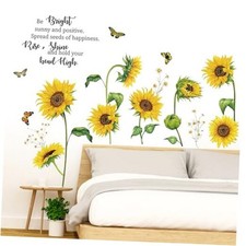 Sunflower Wall Stickers, Inspirational Quotes Sunflower Wall Decals, Yellow