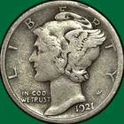 1921 Mercury Dime Near Very Fine VF/F++ Coin #37737