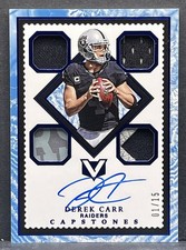 2017 Panini Vertex Capstones Quad Patch Relic Autograph - Derek Carr - AUTO 1/15