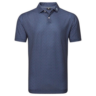 FootJoy Herren Bounce Print Piqué Polo Golf Shirt Navy Small Neu