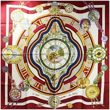 HERMES Scarf Carre 90 parmi les fleurs je compte les heures Time spent among flo